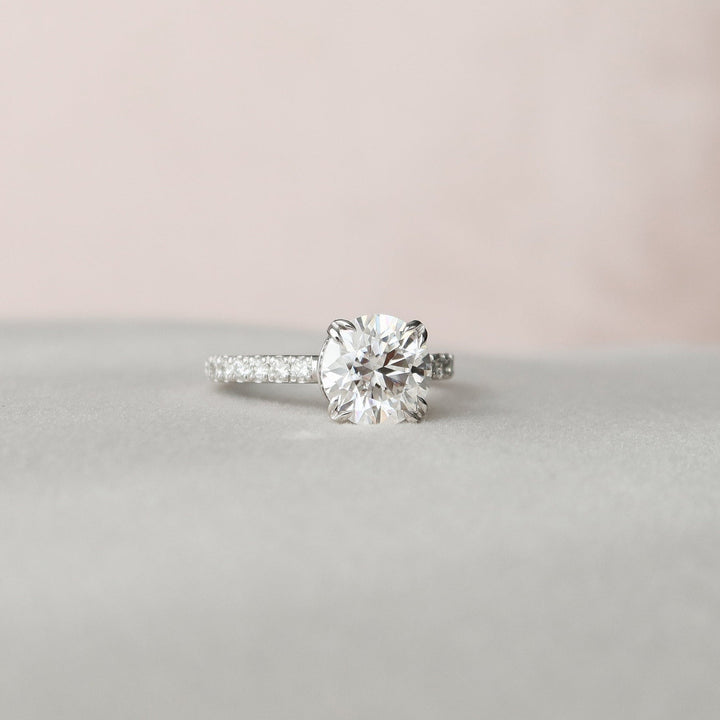 2.0CT Round Hidden Halo Moissanite Diamond Engagement Ring