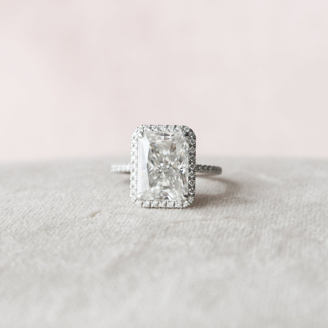 5.0CT Radiant Halo Moissanite Diamond Engagement Ring