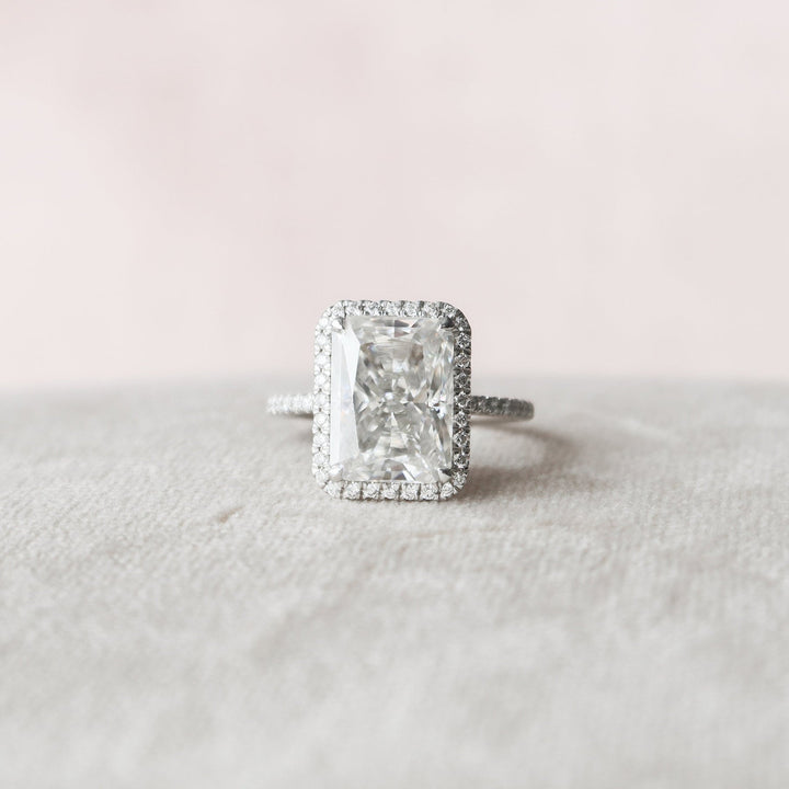 5.0CT Radiant Halo Moissanite Diamond Engagement Ring