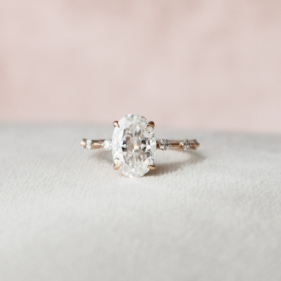 2.0CT Oval Four Prong Moissanite Diamond Engagement Ring