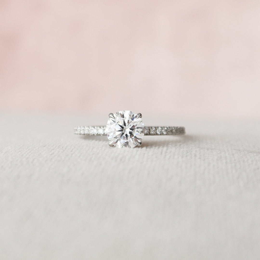 1.0CT Round Brilliant Hidden Halo Moissanite Diamond Engagement Ring