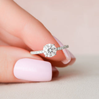 1.0CT Round Brilliant Hidden Halo Moissanite Diamond Engagement Ring