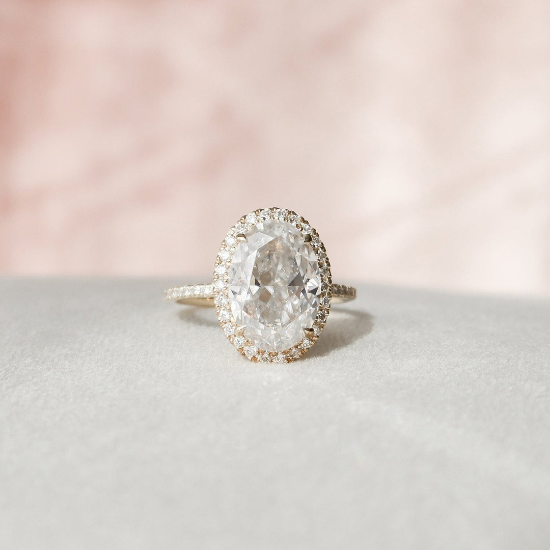 4.50CT Oval Cut Hidden Halo Moissanite Diamond Engagement Ring