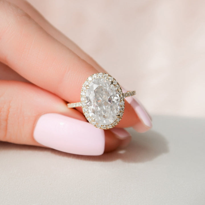 4.50CT Oval Cut Hidden Halo Moissanite Diamond Engagement Ring