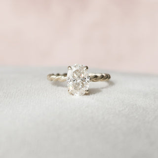 1.50CT Oval Moissanite Twig Pave Diamond Engagement Ring