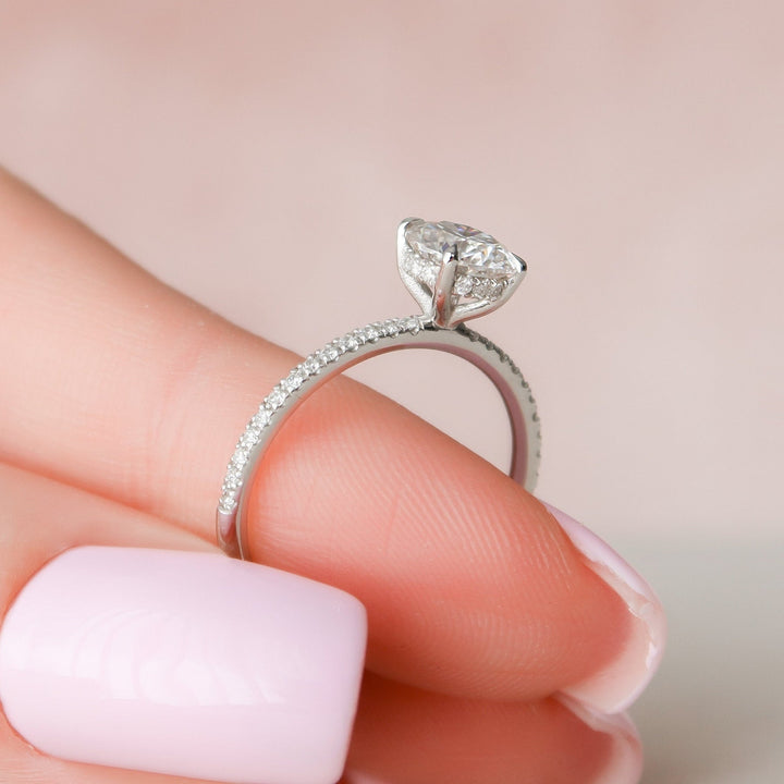 1.0CT Round Brilliant Hidden Halo Moissanite Diamond Engagement Ring
