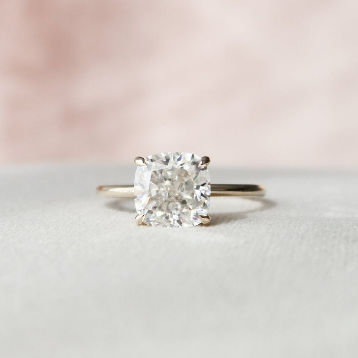 3.50CT Cushion Hidden Halo Moissanite Solitaire Diamond Engagement Ring