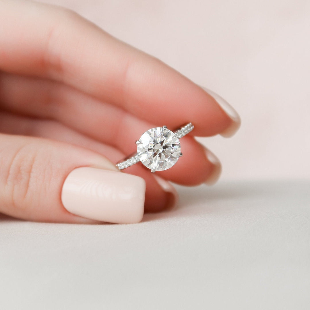 2.50CT Round Hidden Halo Moissanite Diamond Engagement Ring