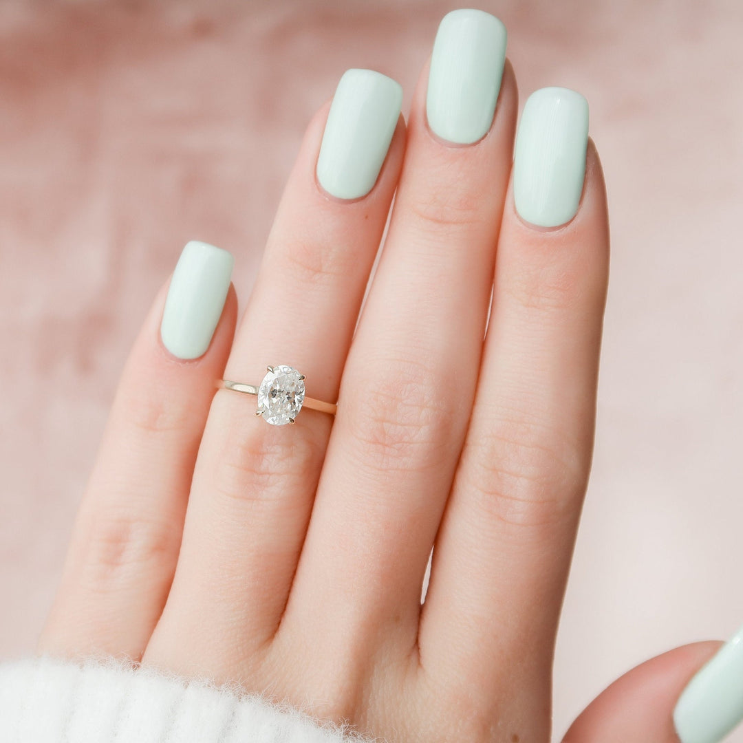 1.5CT Oval Hidden Halo Moissanite Diamond Engagement Ring