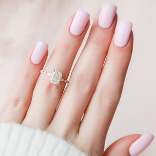 2.50CT Elongated Cushion Moissanite Hidden Halo Diamond Engagement Ring
