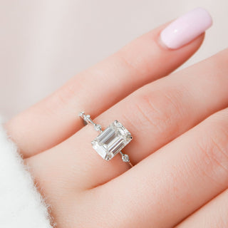 2.50CT Emerald Cut Solitaire Moissanite Diamond Engagement Ring