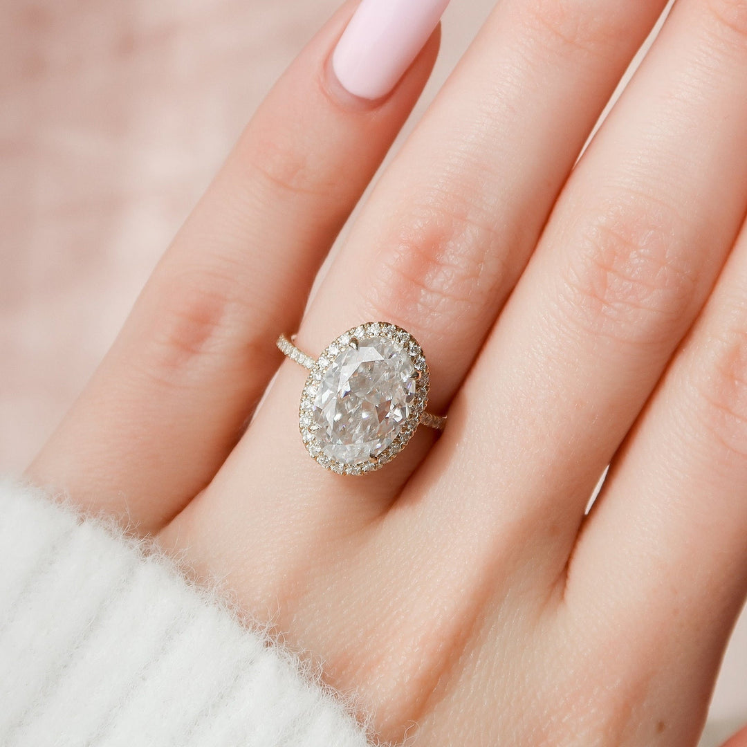 4.50CT Oval Cut Hidden Halo Moissanite Diamond Engagement Ring