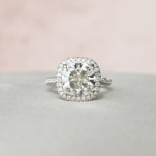 4.0CT Cushion Halo Cathedral Diamond Moissanite Engagement Ring