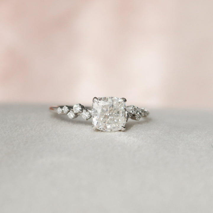 1.50CT Cushion Cluster Moissanite Diamond  Engagement Ring