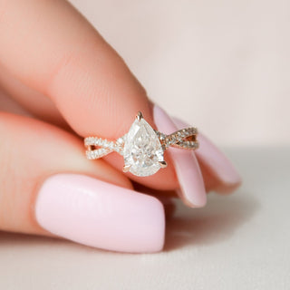 1.0CT Pear Split Shank Moissanite Diamond Engagement Ring