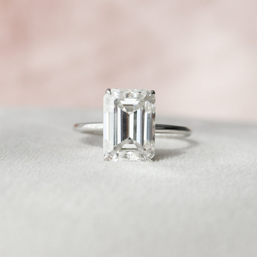 4.50CT Emerald Cut Hidden Halo Moissanite Diamond Engagement Ring