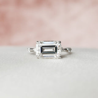 3.0CT East-West Emerald Cut Moissanite Diamond Engagement Ring