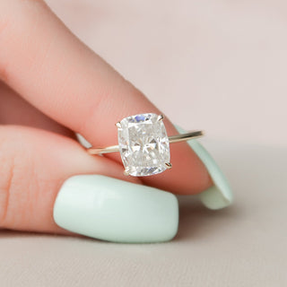 4.0CT Elongated Cushion Moissanite Hidden Halo Diamond Engagement Ring