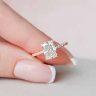 2.0CT Radiant Hidden Halo Moissanite Diamond Engagement Ring