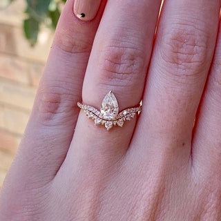 0.95ct Chevron Pear Cut Moissanite Engagement Ring