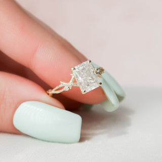 2.0CT Radiant Twig Moissanite Diamond Engagement Ring