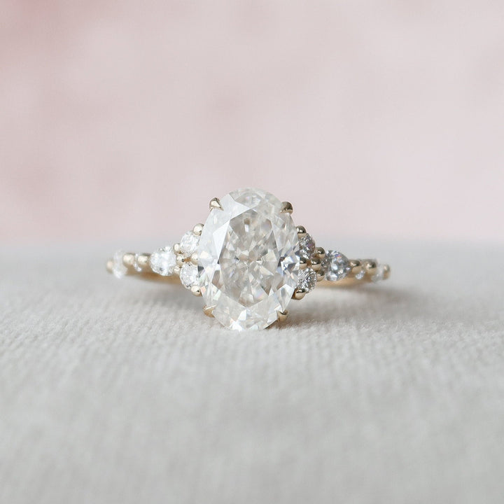 2.0CT Oval Cluster Moissanite Diamond Engagement Ring