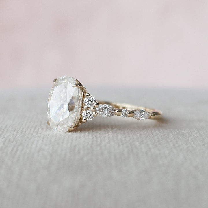2.0CT Oval Cluster Moissanite Diamond Engagement Ring