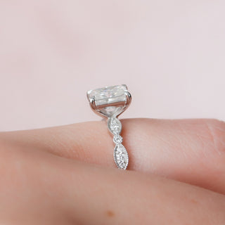 1.0CT Radiant Cut Moissanite Unique Pave Engagement Ring