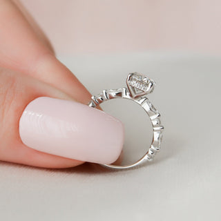 1.0CT Round Hidden Halo Moissanite Diamond Engagement Ring