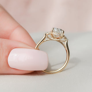 2.0CT Pear Three Stone Moissanite Diamond Engagement Ring