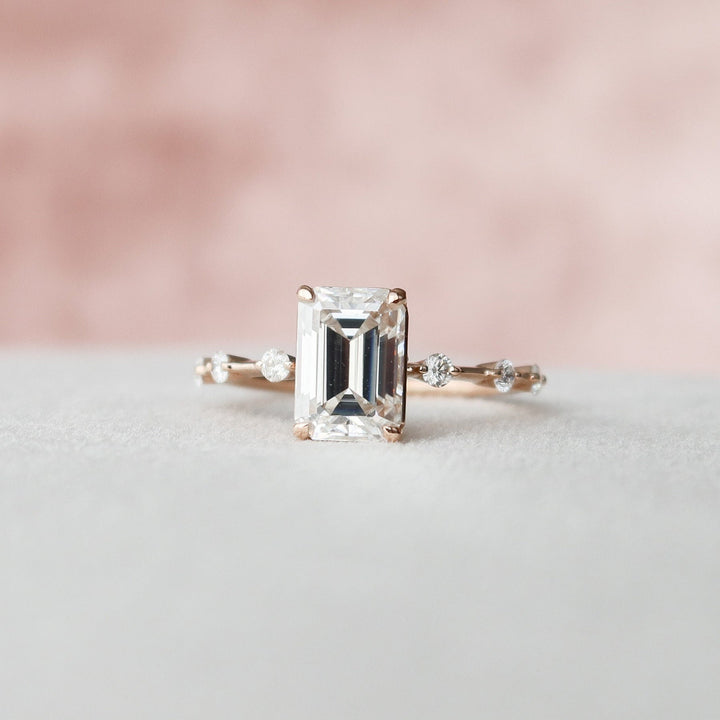 2.0CT Emerald Cut Solitaire Moissanite Diamond Engagement Ring