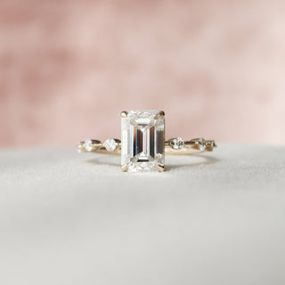 2.50CT Emerald Cut Solitaire Moissanite Diamond Engagement Ring