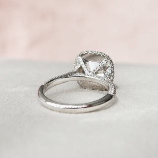 4.0CT Cushion Halo Cathedral Diamond Moissanite Engagement Ring