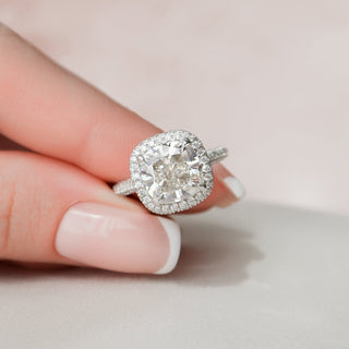 4.0CT Cushion Halo Cathedral Diamond Moissanite Engagement Ring
