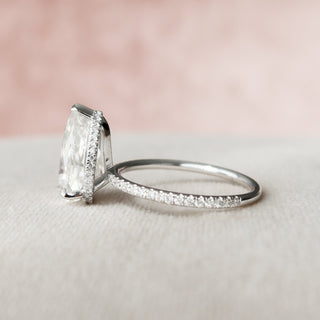 3.0CT Pear Hidden Halo Moissanite Diamond Engagement Ring