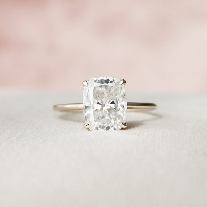 4.0CT Elongated Cushion Moissanite Hidden Halo Diamond Engagement Ring