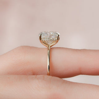 4.0CT Elongated Cushion Moissanite Hidden Halo Diamond Engagement Ring