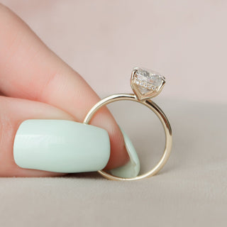 4.0CT Elongated Cushion Moissanite Hidden Halo Diamond Engagement Ring