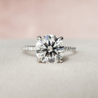 2.50CT Round Hidden Halo Moissanite Pave Diamond Engagement Ring