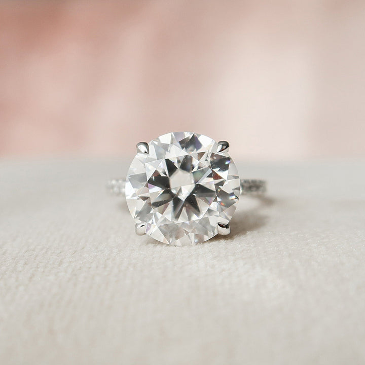4.50CT Round Hidden Halo Moissanite Diamond Engagement Ring