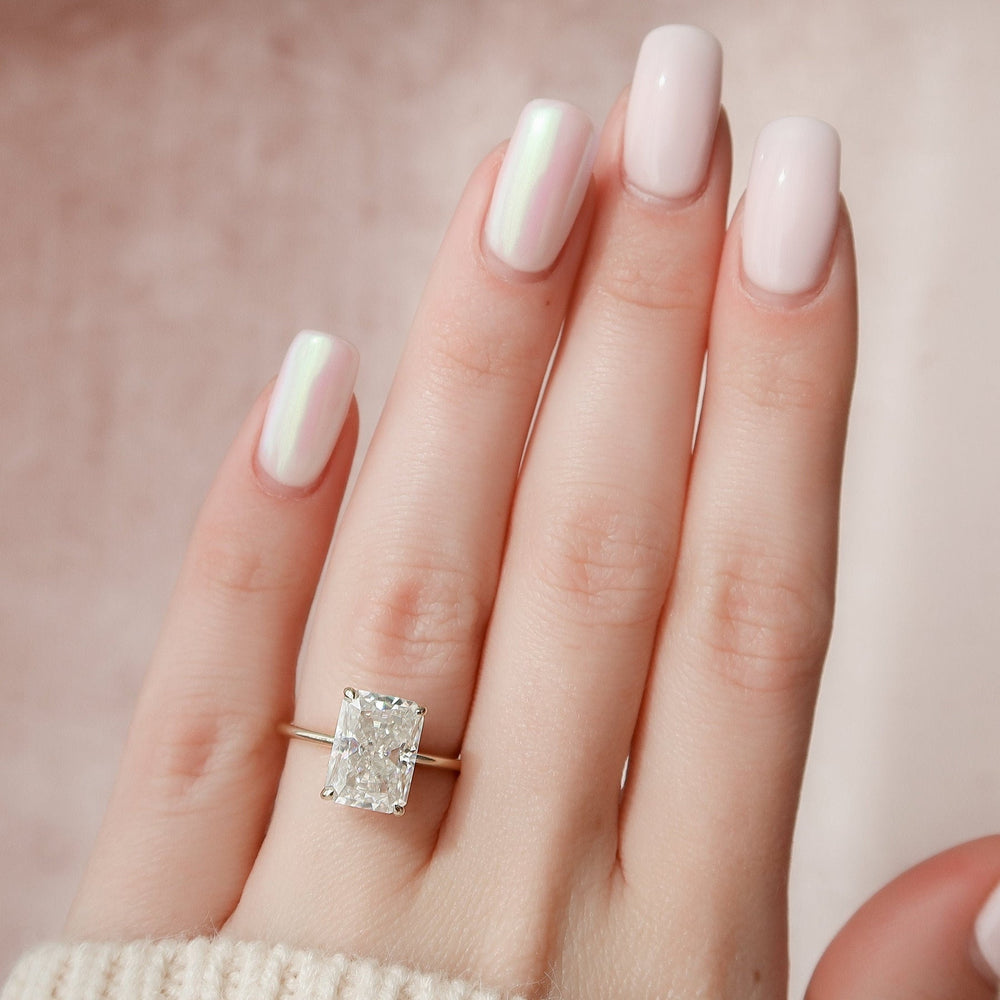  4.50CT Radiant Hidden Halo Moissanite Diamond Engagement Ring