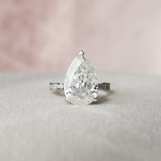 4.50CT Pear Moissanite Vintage Pave Diamond Engagement Ring