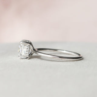 3.0CT Cushion Hidden Halo Moissanite Solitaire Diamond Engagement Ring