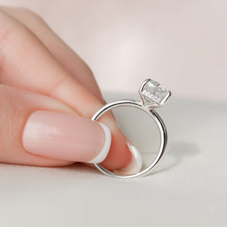 3.0CT Cushion Hidden Halo Moissanite Solitaire Diamond Engagement Ring
