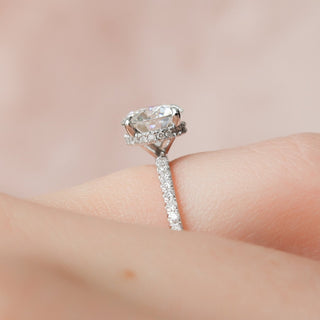 1.50CT Round Hidden Halo Moissanite Pave Diamond Engagement Ring