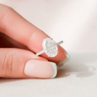 3.50CT Oval Hidden Halo Moissanite Diamond Engagement Ring