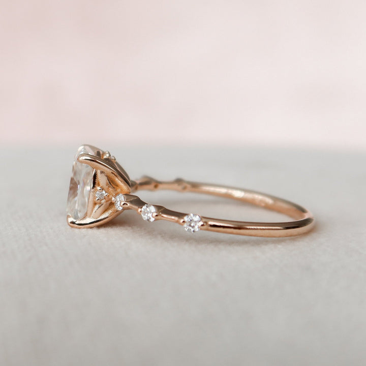 2.0CT Elongated Cushion Moissanite Solitaire Diamond Engagement Ring