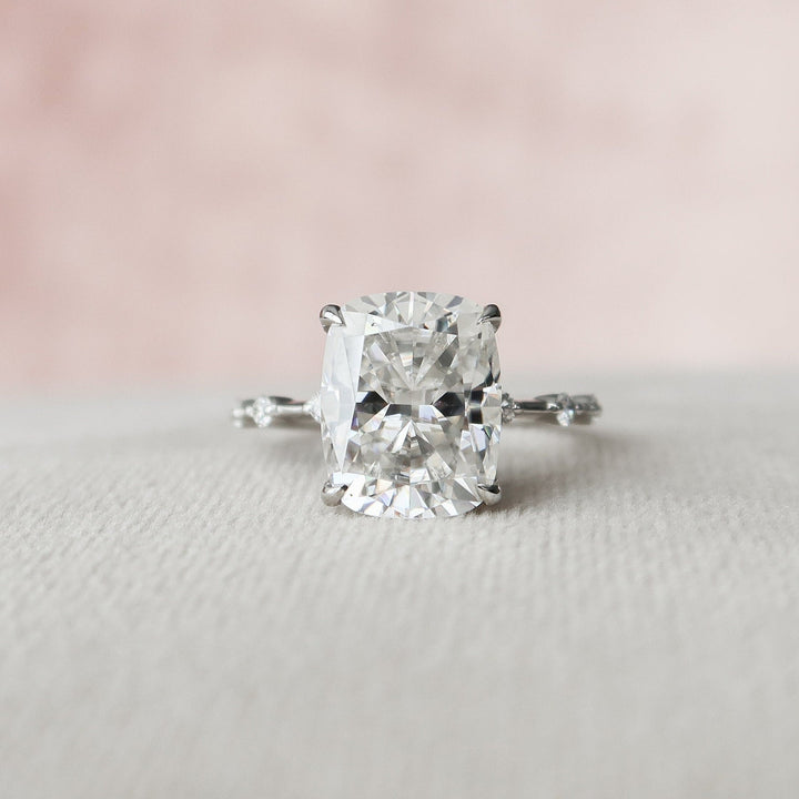 5.0CT Elongated Cushion Solitaire Moissanite Diamond Engagement Ring