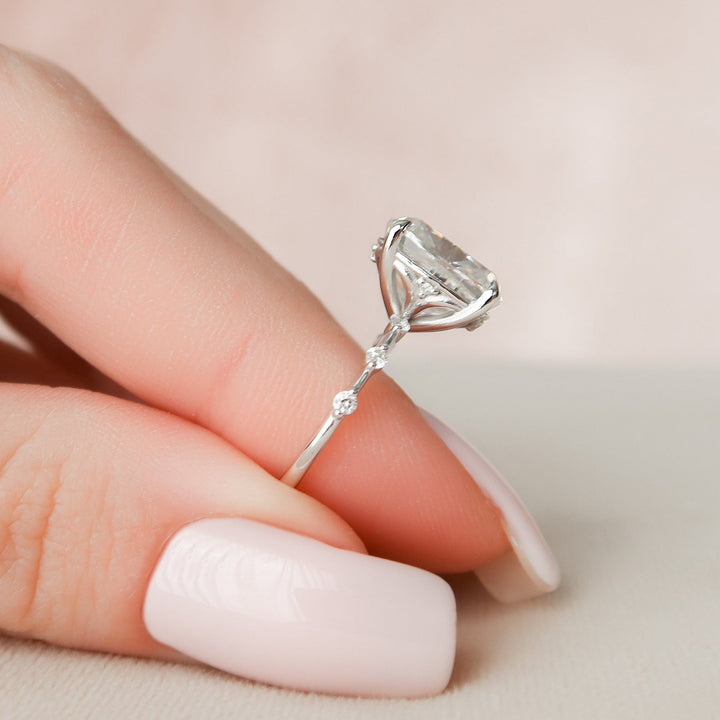 5.0CT Elongated Cushion Solitaire Moissanite Diamond Engagement Ring
