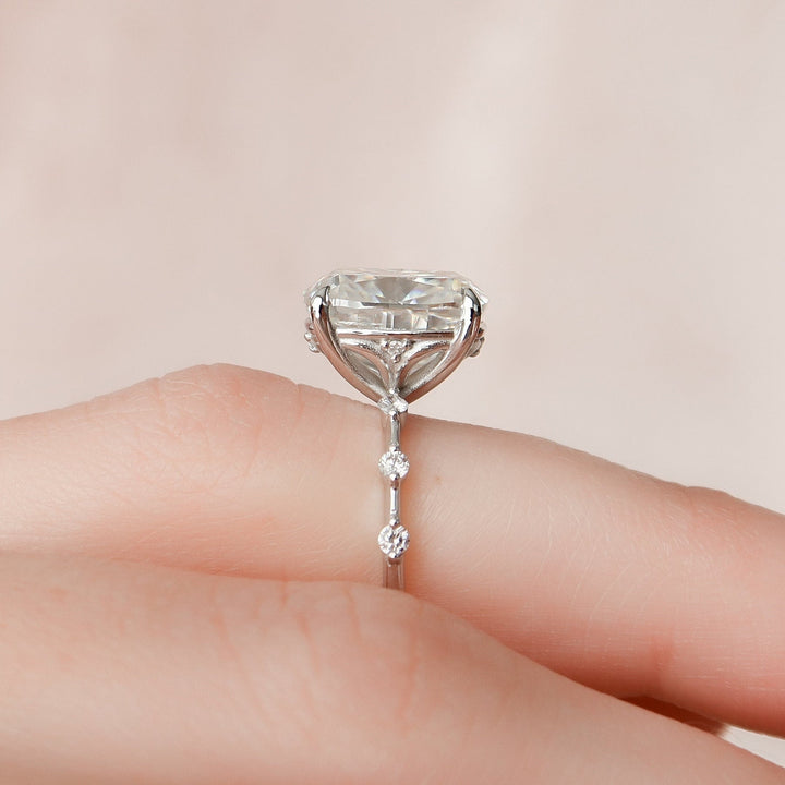 5.0CT Elongated Cushion Solitaire Moissanite Diamond Engagement Ring